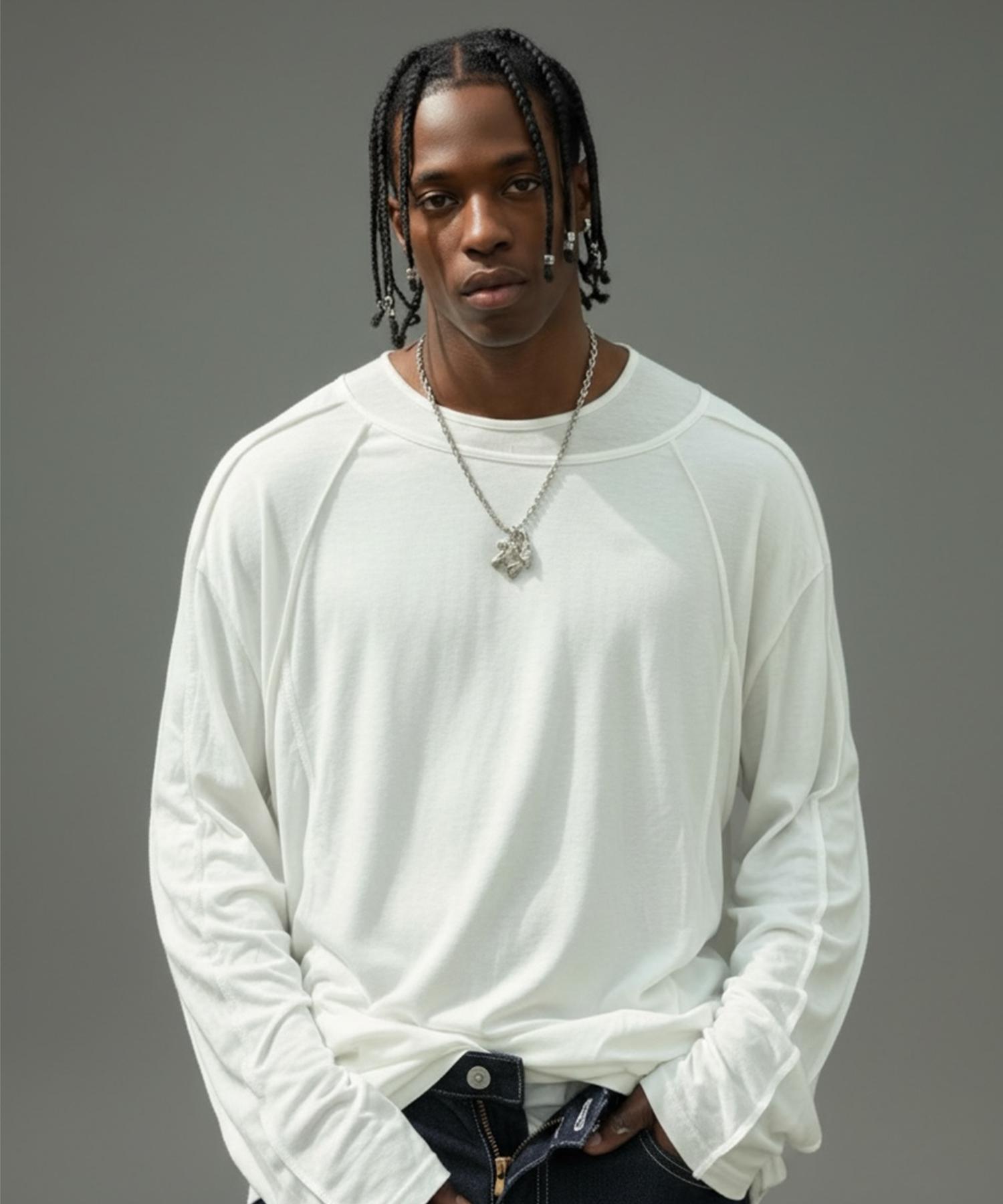 And End Asymmetrical Neckline Cutout Layered T-Shirt_White White/Os