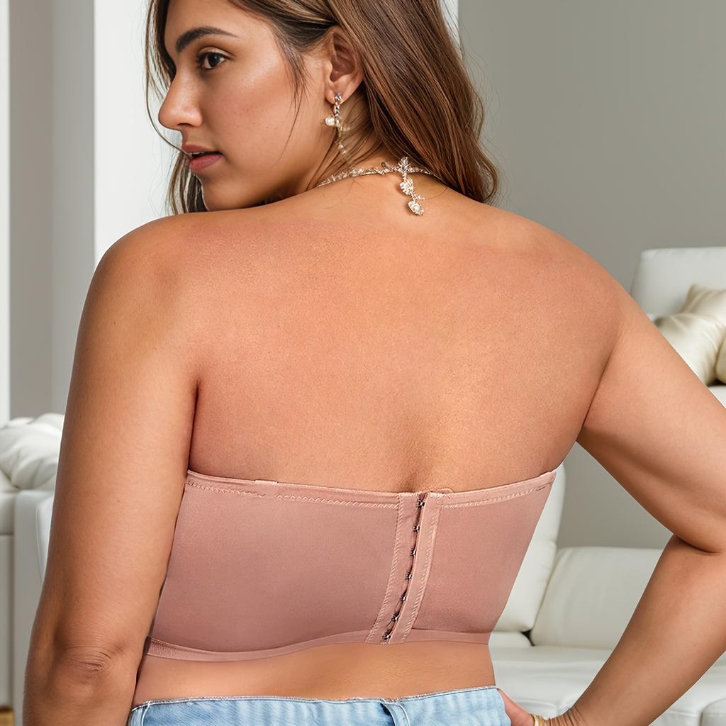 Strapless Bra for Large Breasts Small Size Non-slip Gathered Bandeau Chest Wrap Adjustable Front Buckle Beautiful Back Bra