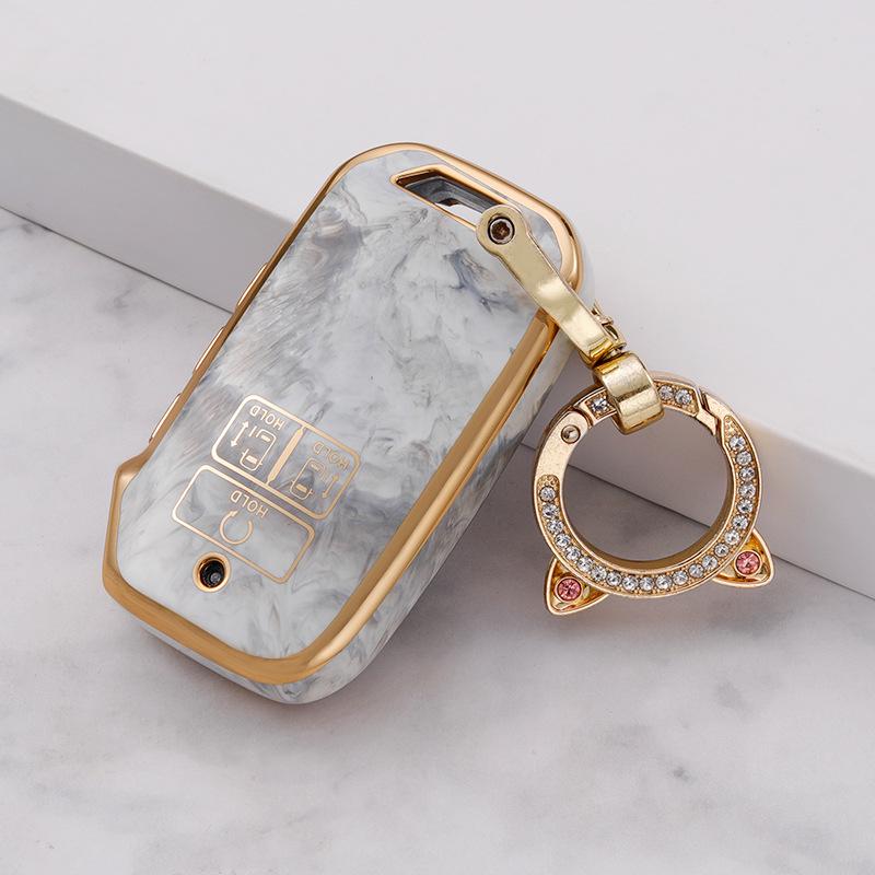Kia K3 Car Key Case: Compatible with K2, KX3, KX5, Sportage, Soul, and Forte - Gem Pattern Shell with Buckle