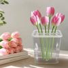 1/2/4Pcs Mini Flowerpot Round Hole Lid Transparent Design Easy Flower Arrangement Square Plastic Pot Home Decor