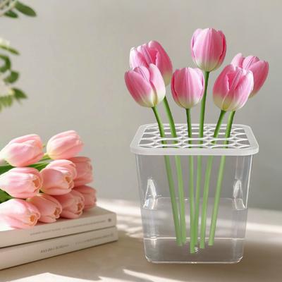 1/2/4Pcs Mini Flowerpot Round Hole Lid Transparent Design Easy Flower Arrangement