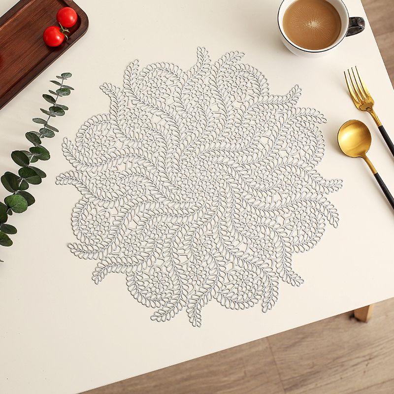 2 Pcs Water Grass Dining Mat Light Luxury Insulation Mat Simple and Modern No Wash Dining Table Heat-resistant and Anti Slip Mat