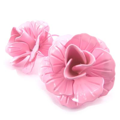 [K0617] - Δημιουργικές κρεμαστές σκουλαρίκια 'Rosa Romantica' ροζ