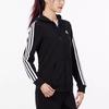adidas Side Stripe Sports Knit Fleece-Lined Hooded Jacket Women Outerwear Black GM5567