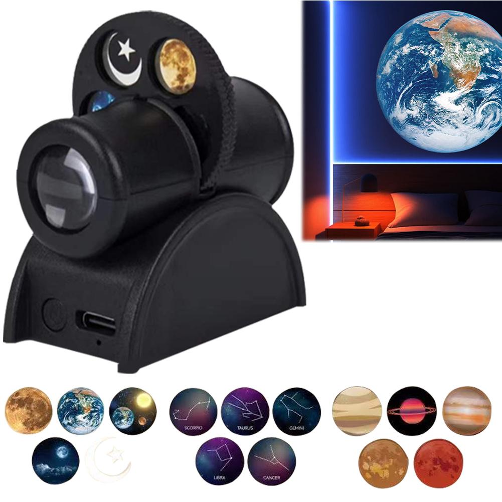 Star Planet Projector Earth Moon Projection Lamp USB Rechargeable Background Atmosphere LED Night Light for Party Birthday Decor