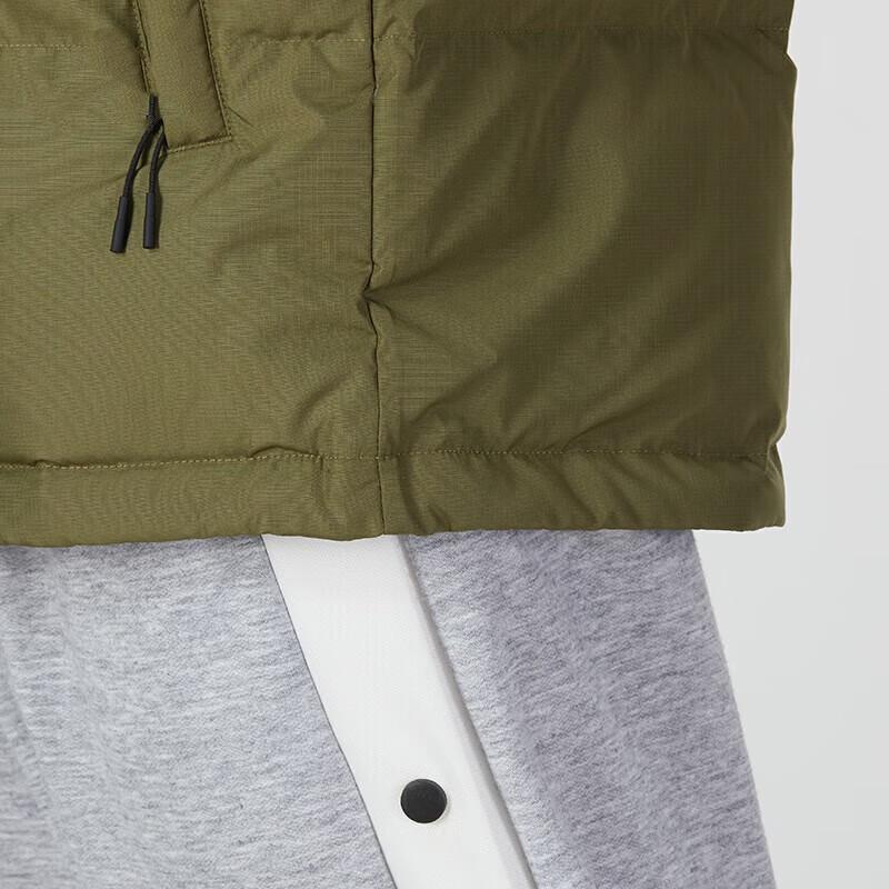 adidas Logo Hooded Down Jacket Olive HN2093
