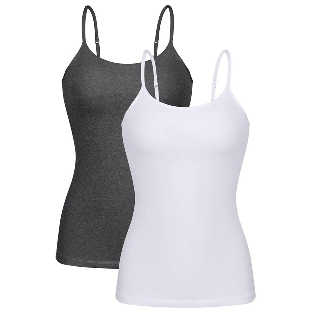 CHARMLEAKS Damen-Unterhemd aus Baumwolle, Damenunterwäsche, Nachtwäsche, Unterwäsche, Hebe-BH, solides Basic-Tanktop, 2er-Pack