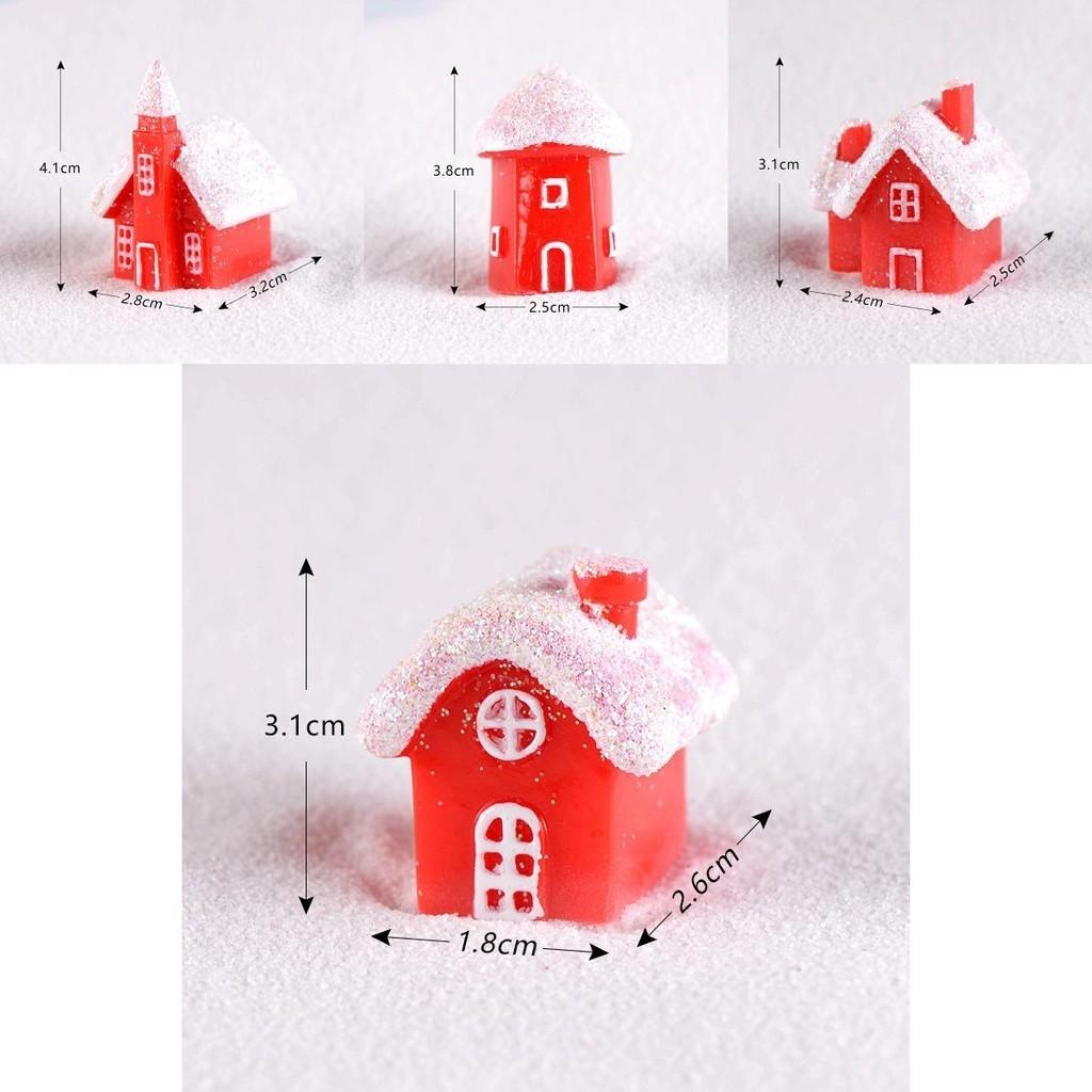 Festive Resin Snowy House Ornament Red Style Christmas Snowman Gift Decoration
