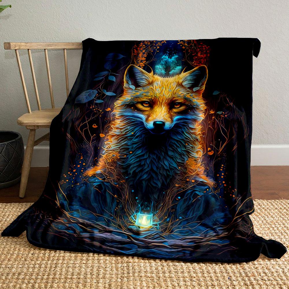 

Magical Fox, Enchanted Woods, Glowing Light bedroom Blanket for Livingroom Couch lunch break Soft throw for Friend s festival Gift 80cm x 120cm