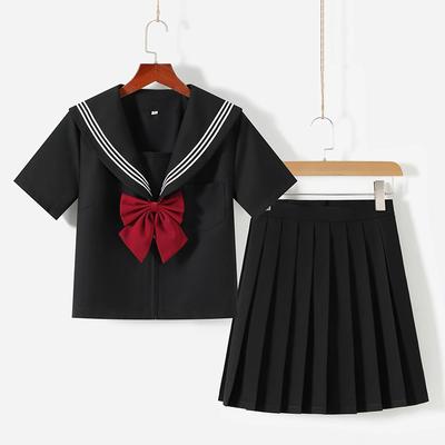 Schuluniform Mädchen Jk Schwarz Drei Basic Sailor Frauen Langarm Set