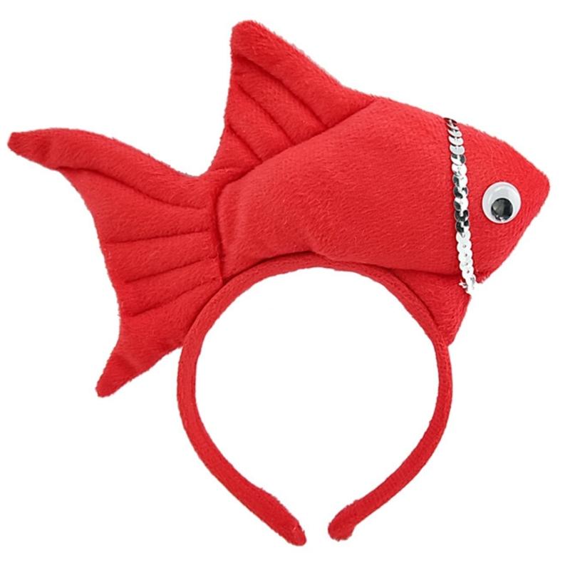 Students Taking Photo Hairband Stuffed Fish Shape Hair Hoop for Halloween