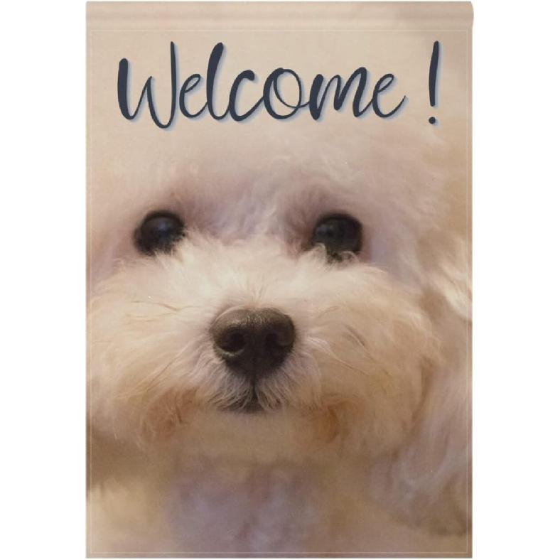 susiyo Bichon Dog Garden Flag 12''x18'' Seasonal Outdoor Flags & Banners Polyester Double-Sided Large Yard Flag Inch for Home Décor Lawn Patio