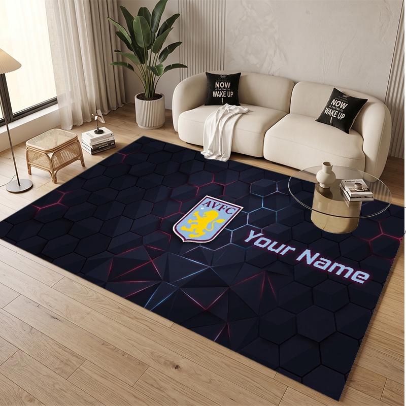 Personalized Crystal Velvet Carpet Aston Villa Pattern Non Slip Floor Rug