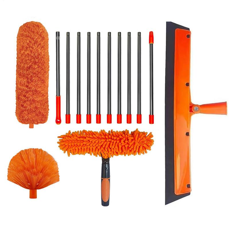 2in1 Extendable Window Cleaner Tools Set 180 Rotatable Long Handle Window Mop Household Squeegee Wiper Dust Cleaner Brush New