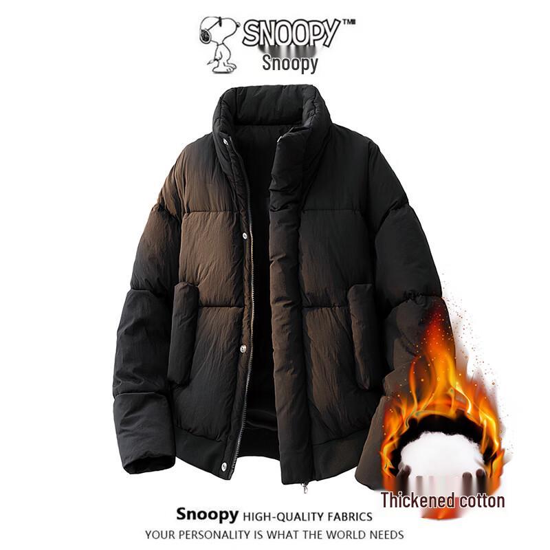 

SNOOPY Men s Plush Lined Stand Collar Padded Jacket S