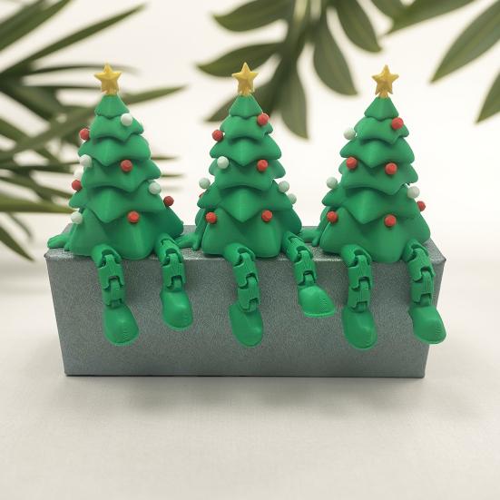 3D-gedruckter Weihnachtsbaumschmuck Desktop-Baumfigur mit flexiblem und beweglichem Gelenk zur entspannenden Weihnachts-Tischdekoration für Heim- und Bürodekor
