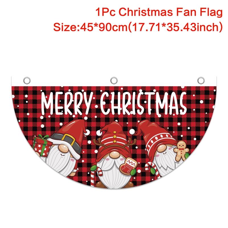 Christmas Outdoor Fan-shaped Flag Banner Christmas Decor for Home 2025 Cristmas Drop Ornament Xmas Navidad Gift New Year 2025