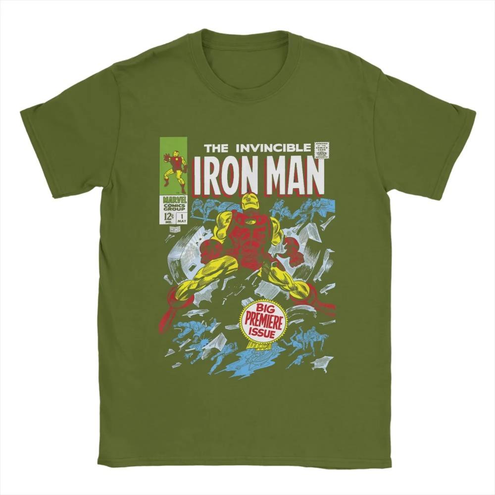 Iron Man Big Premier Issue Classic Comic T Shirt Men's Crazy T-Shirts Crew Neck Tees Short Sleeve Clothing Classic