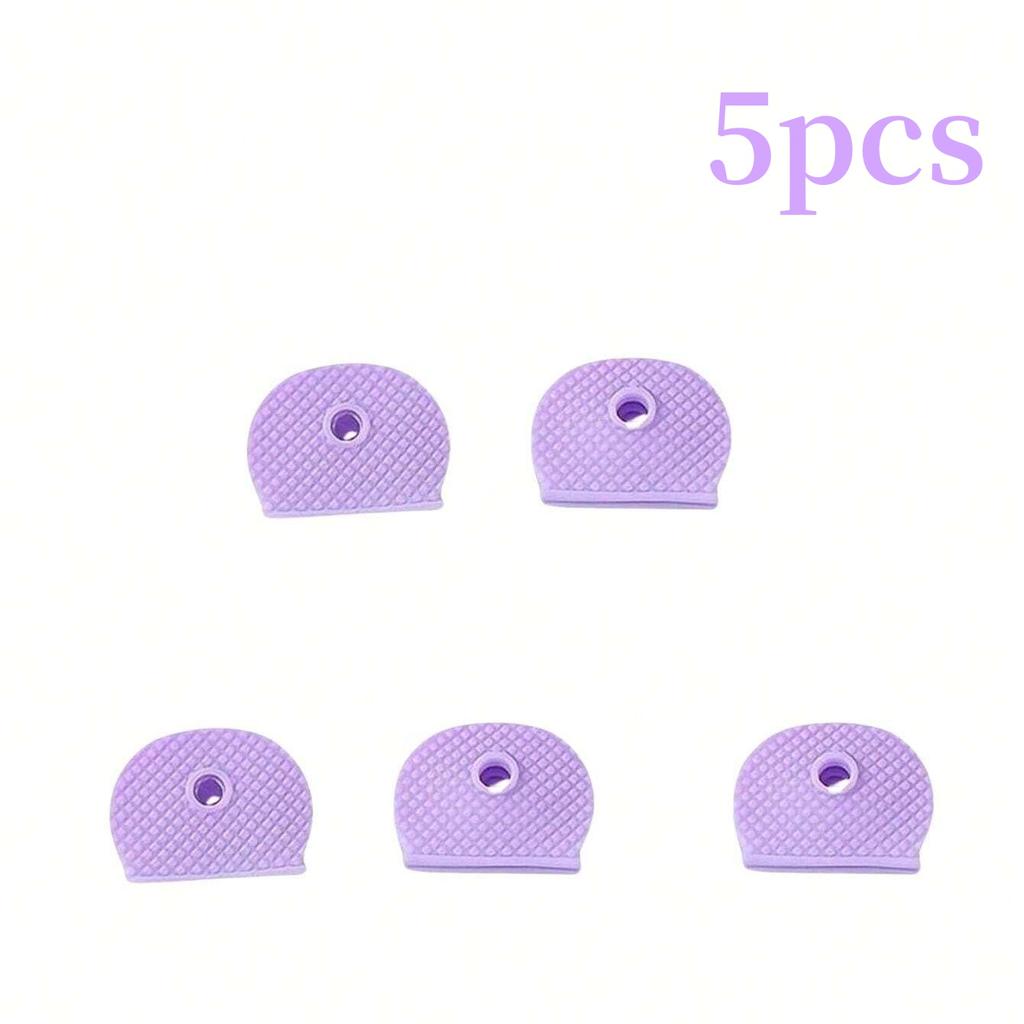 2/5 st färgade nyckelhattar PVC mjuka nyckelskydd elastiska nyckelidentifieringsskydd organizer ihålig ljuddämpare nyckeltopptillbehör