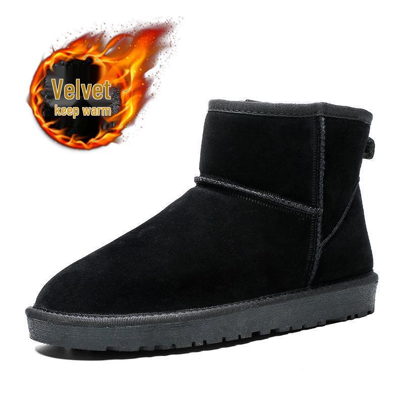 

Мужские зимние ботинки из натуральной кожи с плюшевой подкладкой, водонепроницаемые, до щиколотки, для пар. 44