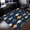 Marineblau Fische Ozean Muster Kristall Samt Teppich Unterwasser Meeresleben Design Kinderzimmer Büro Bodenmatte