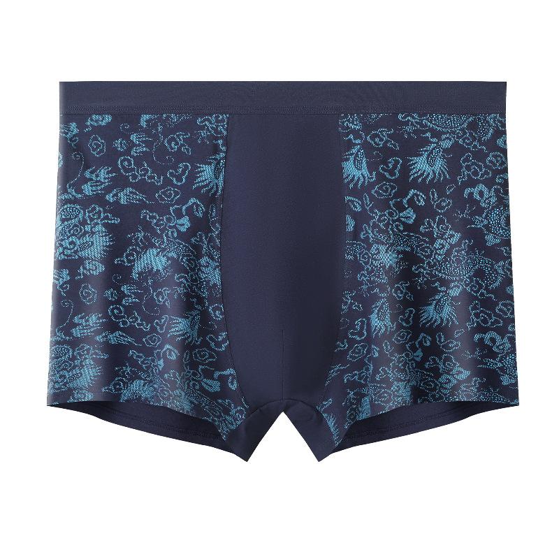 Men's Printed Underwear Loose Deep Cut Shorts Printed Square Corner Shorts