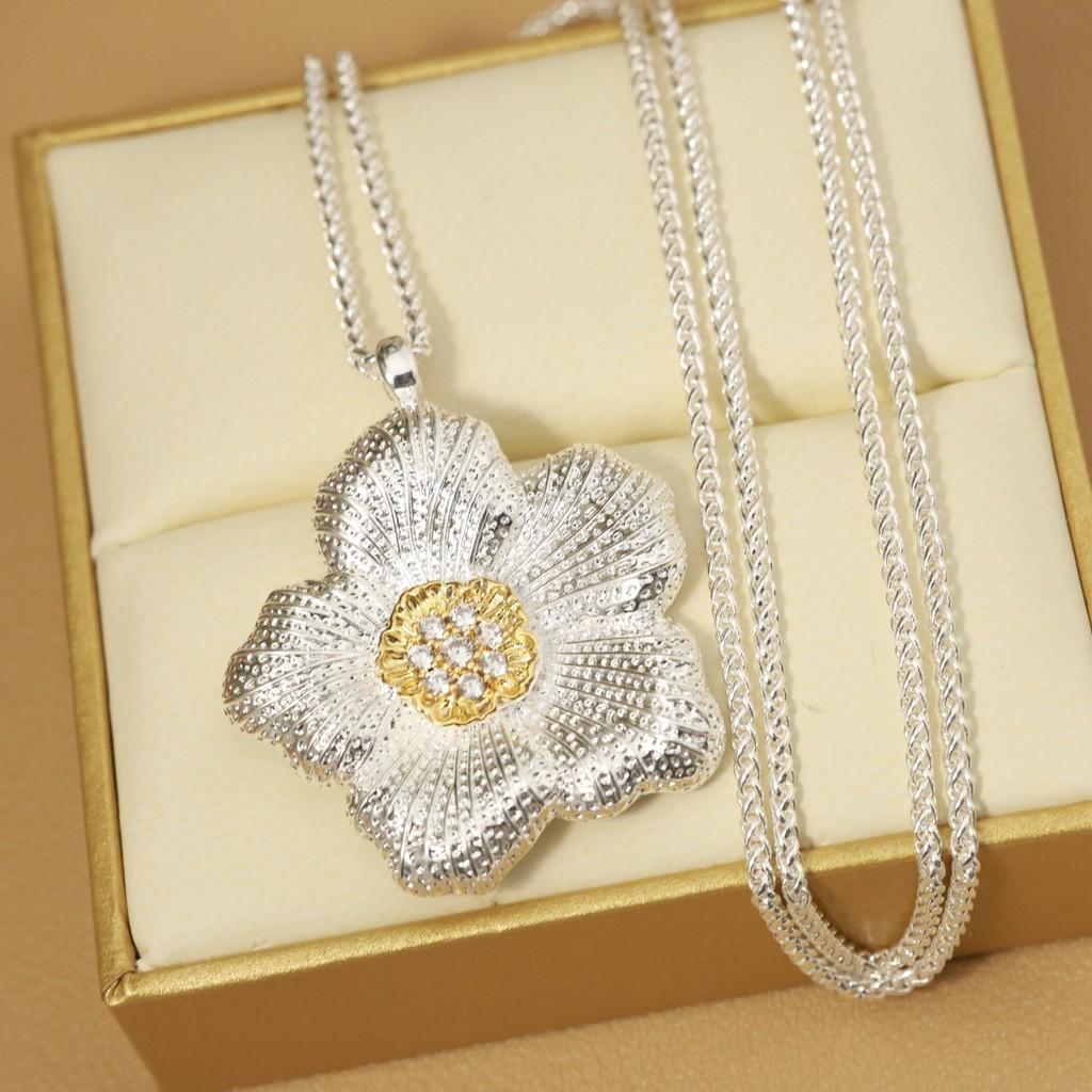Gardenia necklace Italian high-end jewelry brand retro palace style necklace with aurous 18k thick gold color separation electroplating