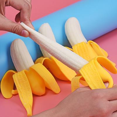 Simulated Squishy Stress Banana Fidget Sensory Toy Squeeze Stress Relief Hand Toy Anti-Anxiety Banana Stretchy Slow Rising Toy