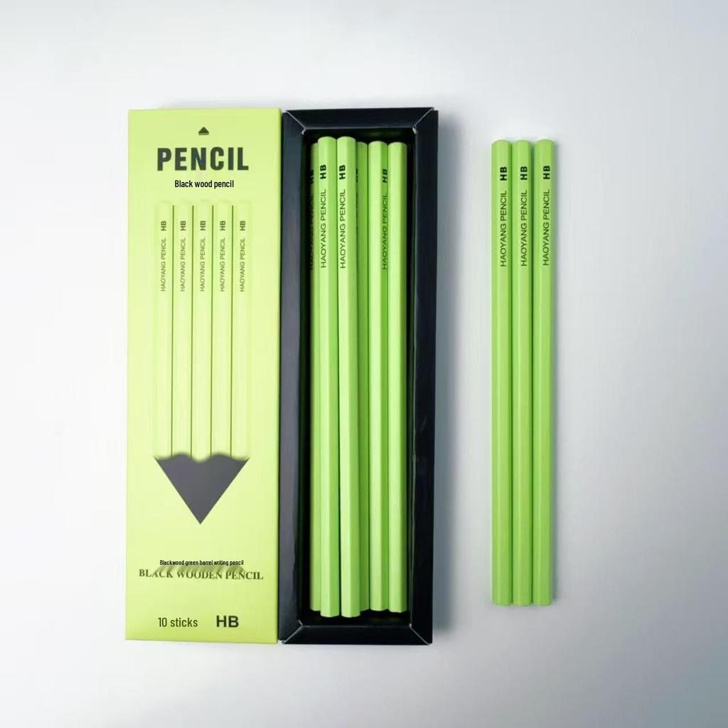 Premium Black Wood Pencil with Green Barrel, Safe for Elementary & Kindergarten Students, 2B & HB Options Available.