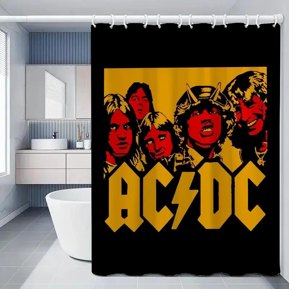 

Rock-ACDC Shower Curtain for Bathroom Accessories Folding Partition Bath Curtains Bedrooms Waterproof Fabric Things the Set Ho 150x180cm