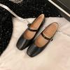 Grape mother has the same spring 2025 new French calfskin square head bow ballet shoes women's flat shoes