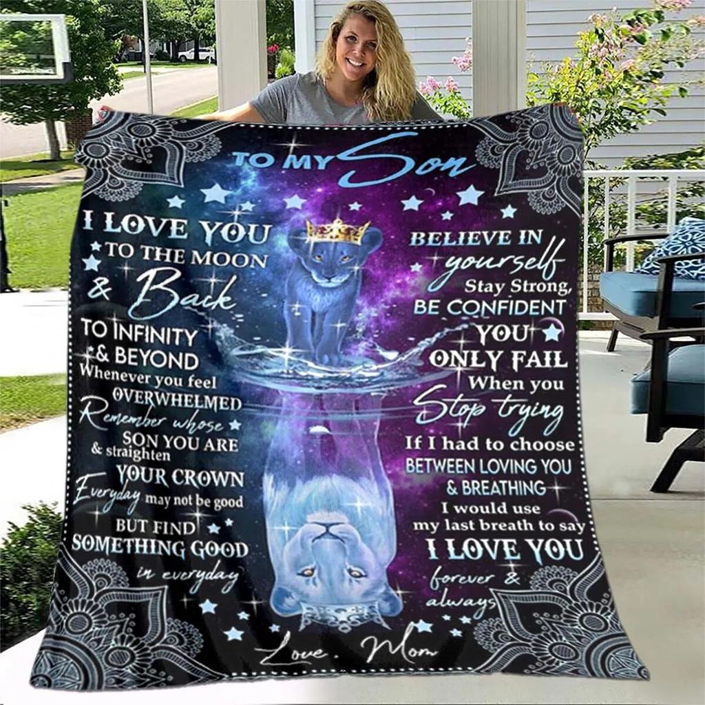 Tochterdecke, bedruckte Decke, Flanell, Sofa, „To My Daughter“-Decke, Löwe, Tiger, ich liebe dich, Mama, Papa, Wolf, Geschenke für die Tochter