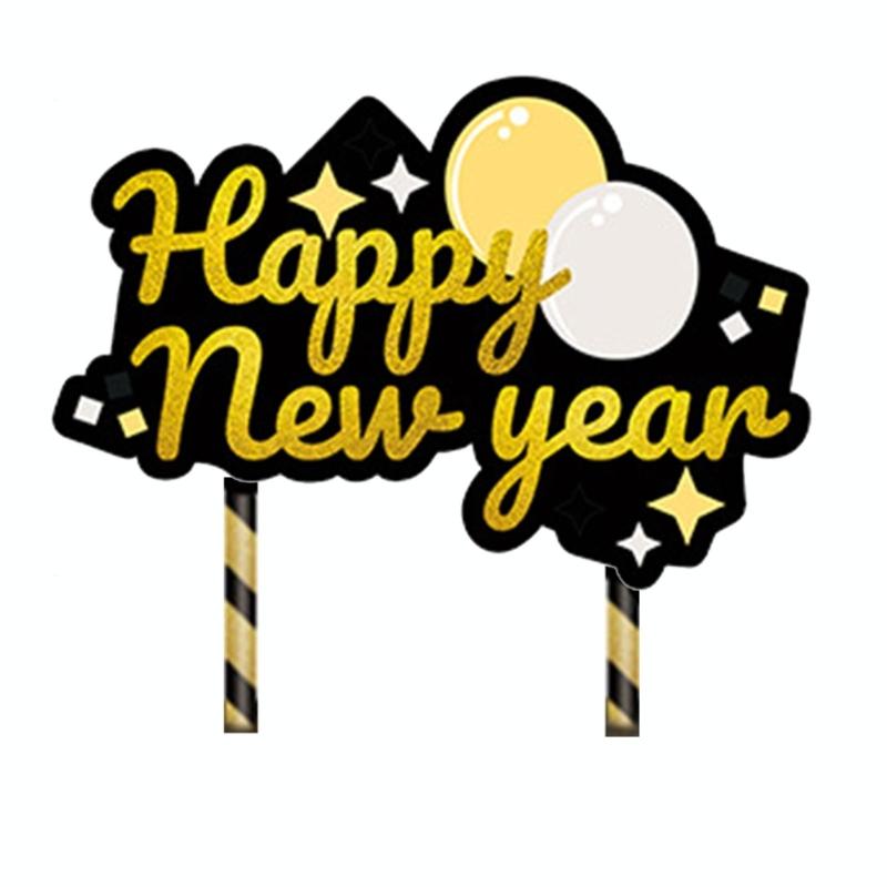 Black Gold New Year Party Decoration Happy New Year Banners Decoration Happy New Year Balloons for New Year Celebrations