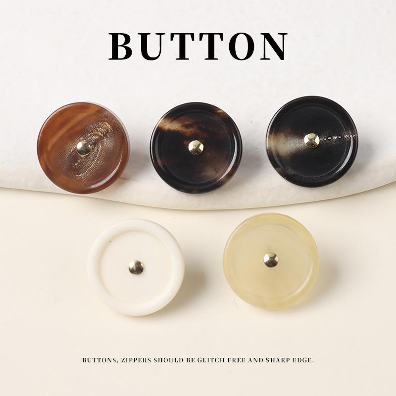 5pcs Copper Needle Horn Beef Bone High Foot Natural Button Cheongsam Hanfu Chinese Button Suit Jacket Cardigan Button