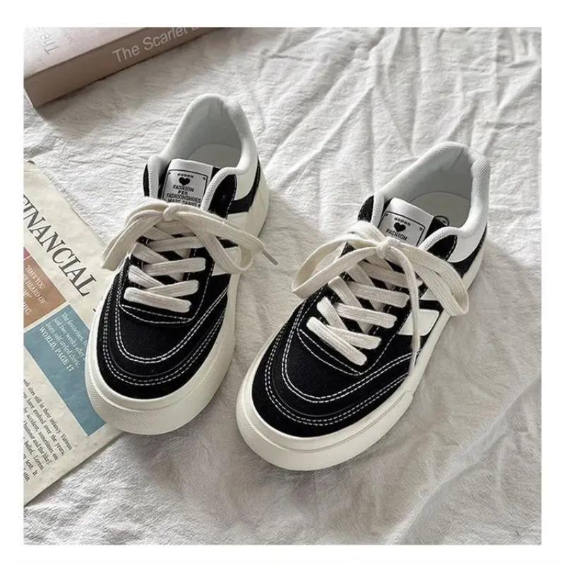 Thick-soled Canvas Shoes for Women 2024 Spring and Autumn New Niche Original Retro All-match Sneakers Hong Kong Style