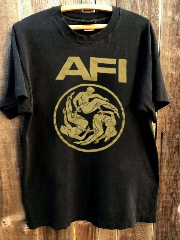 AFI T-Shirt Black Gold Circle Logo Gothic Punk Band Remake tee LI2020 Unisex T-Shirt S