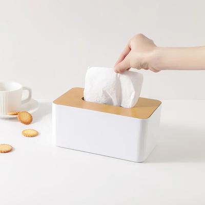 Cutie de șervețele din plastic Capac din lemn Suport pătrat pentru șervețele Container Hârtie de șervețel umedă Masă de ceai pentru casă modernă Despărțitor cu telecomandă