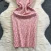 Summer Women Brand Designer Sexy Club Party Halter Print Letter Knitted Sweater Slim Bodycon Mini Short Sheath Dresses