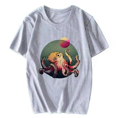 Deep Sea Octopus Funny Vintage T-Shirt Casual  Tshirt Oversized Unisex Tops Men's Clothing Fitness T Shirt