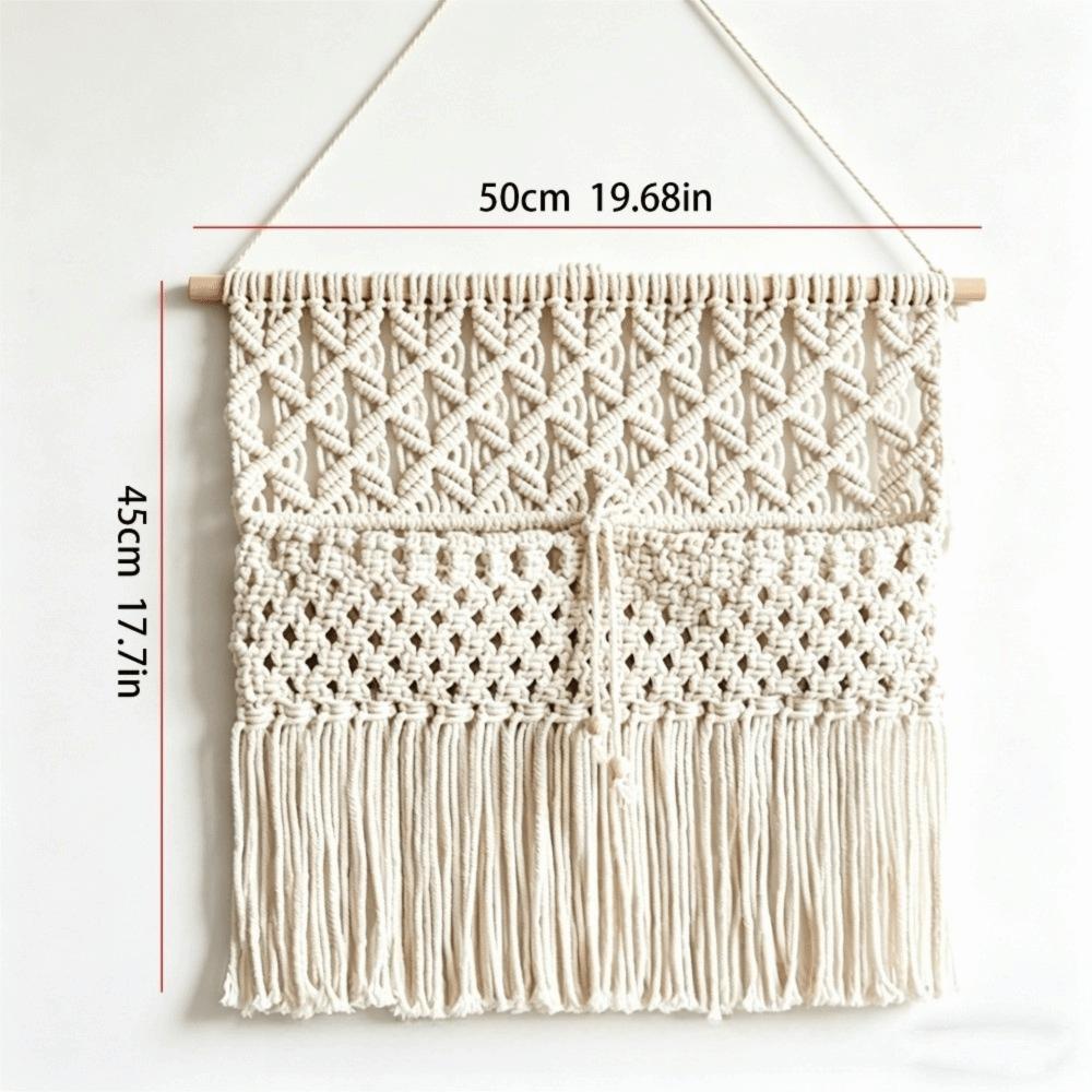 Wooden Rod Macrame Wall Hanging Woven Wall Organizer Wall Decoration Hanging Planter Home Decor
