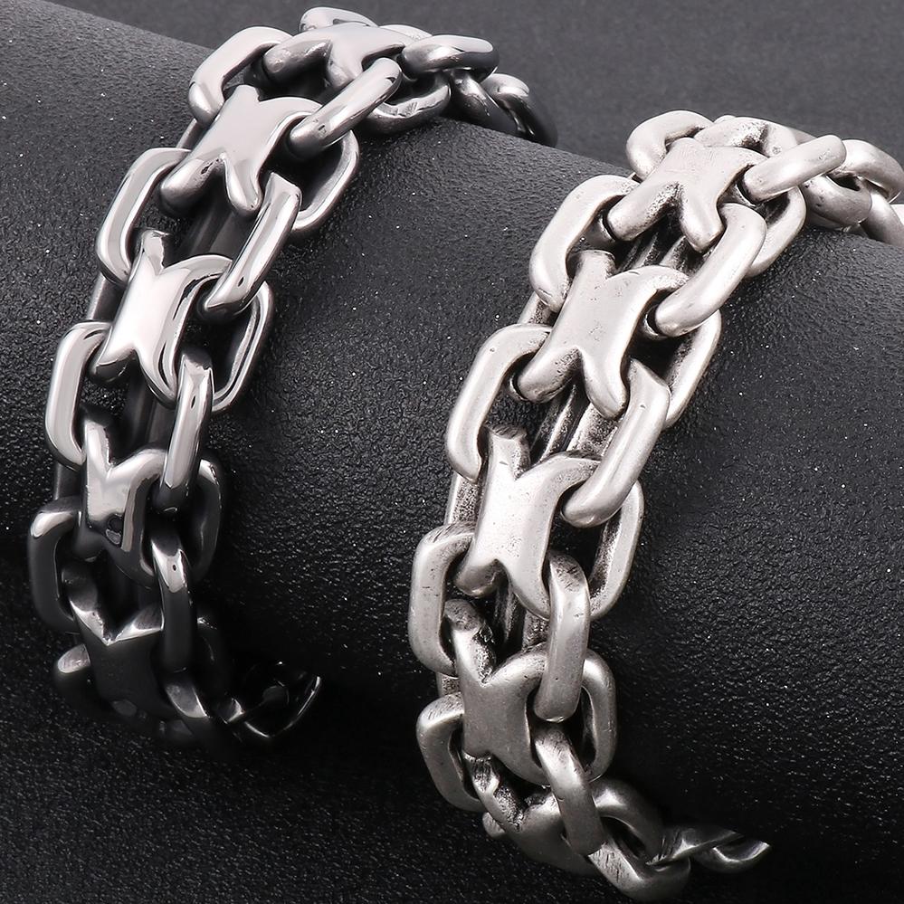 20MM Men's Stainless Steel Viking Braided Chain Bracelet for Man Woven Rope Bangle Cool Hip Hop Motorcycle Biker Jewelry 23.5CM