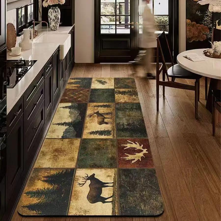 Neue Retro Küchenbodenmatte Weich und Badezimmertürmatte Flurmatte Heimdekoration Heimteppich Wohnzimmerdekoration