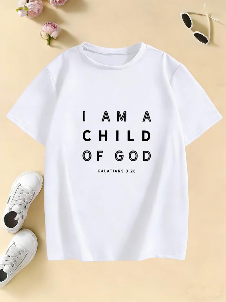 The Print I AM A CHILD OF GOD Letter T Shirts Kids Childrens Tshirt Boys Girls Summer Spring Casual Top Tee Shirt