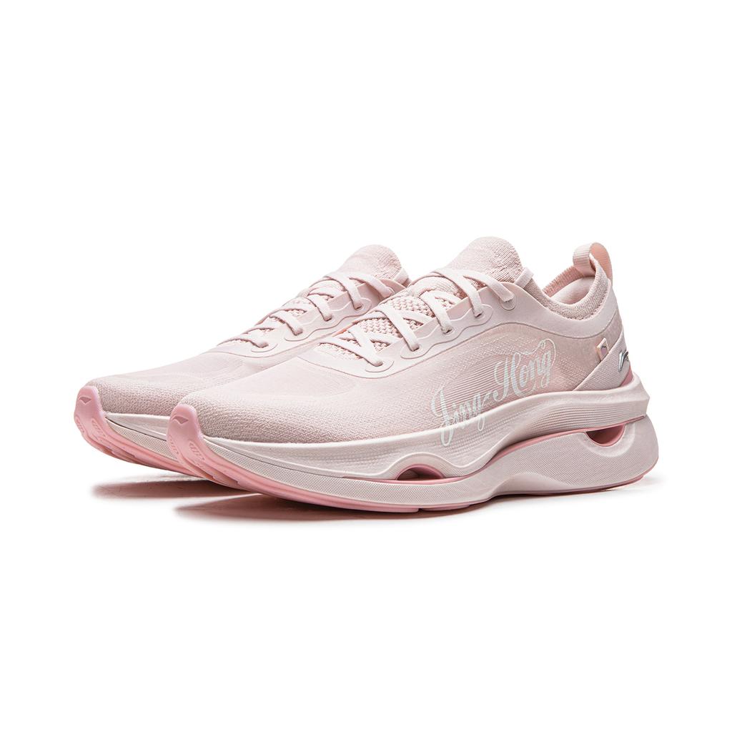 Li Ning Stunning 2 Cushioning Slip Resistant Abrasion Resistant Support Lightweight Low Top Running Shoes Women's Pink ARHW010-4