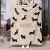 1pc Custom Name Blanket, Custom Name Dachshund Flannel Blanket Soft, Warm and Comfortable, Suitable for Sofa Beds