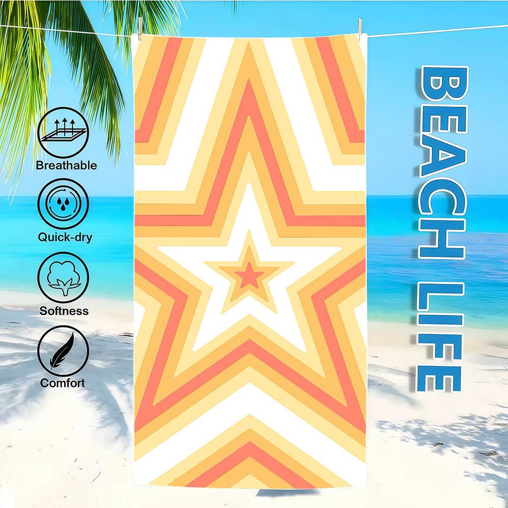 Towel Textile Bathrobe Beach Five-pointed Quick-Drying Lightweight Portable Camping Stars Concentric Swim Colorful Pool Travel