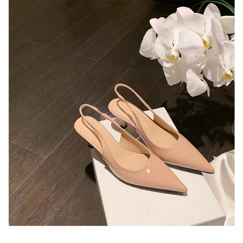 Sheepskin~ Shoes temperament pointed high heels women's shallow mouth empty elegant versatile kitten and single shoes women
