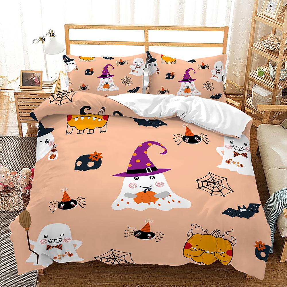 Halloween Pumpkin Ghost Three-Piece 3D Digital Printing Four-Piece Quilt Cover