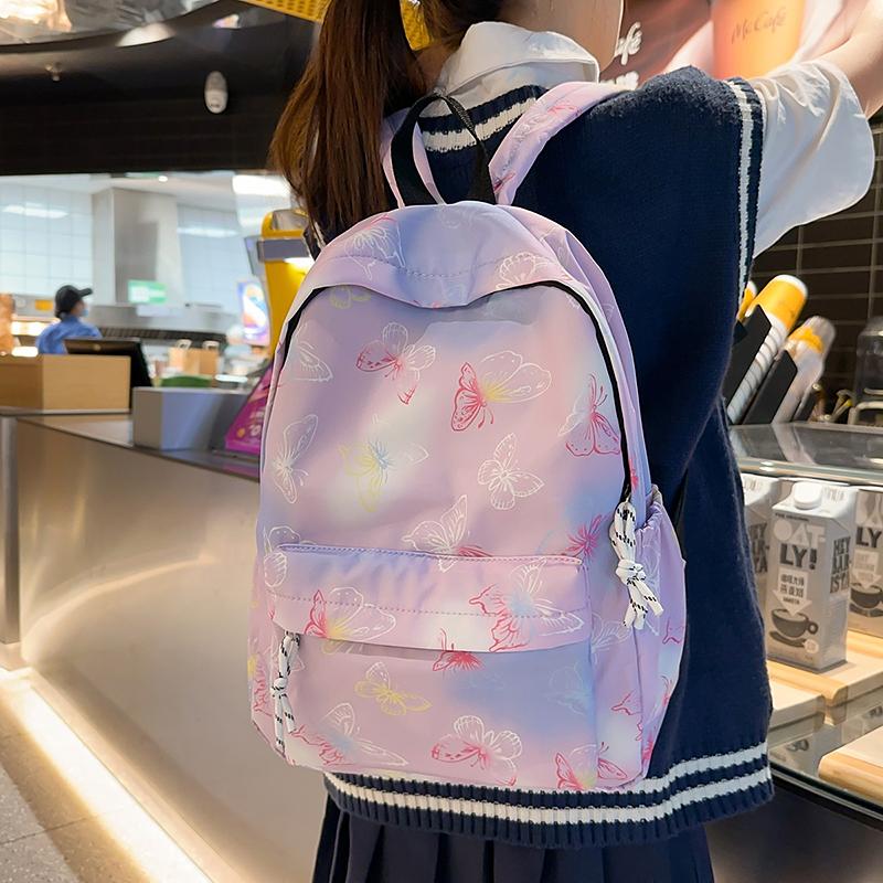 Butterfly Print Backpack Lightweight Backpack Large Capacity Campus Student Schoolbag