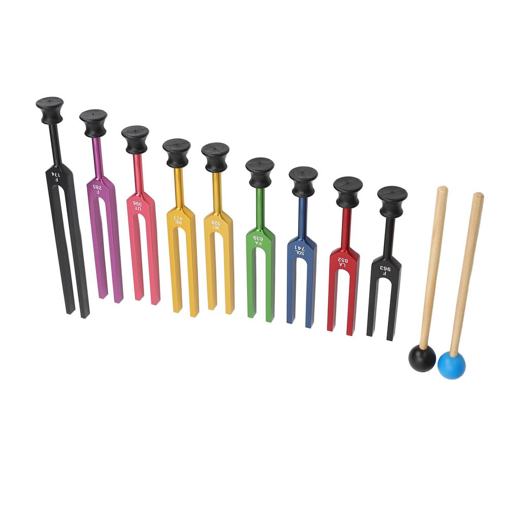 Stimmgabel-Set Aluminiumlegierung Lange Schwingungszeit Resonante Stimmgabel mit Hammer zur Heilung